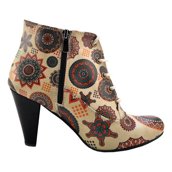 🌟 Goby || 3.5" Mandala Heel Ankle Boots - Picture 2 of 8